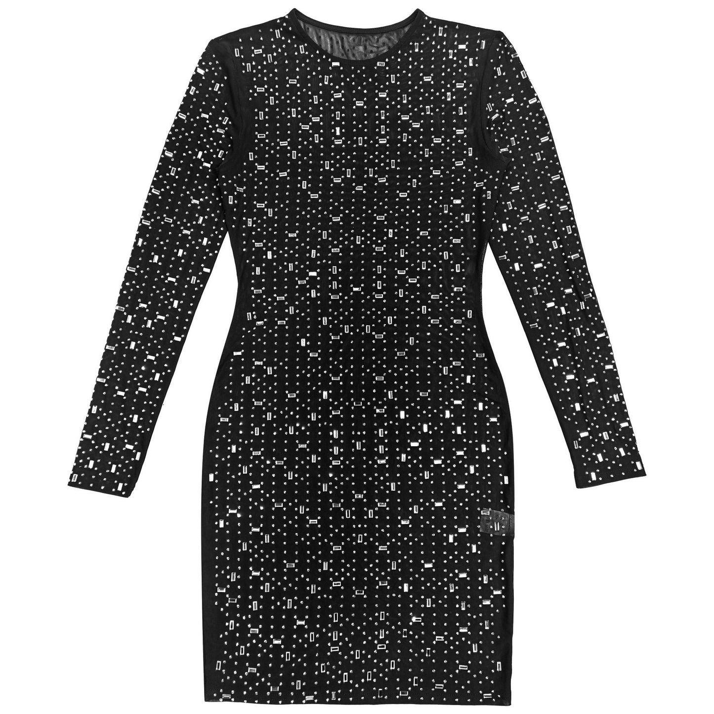Sexy Mesh Rhinestone Bodycon Mini Dress | Tajstylo