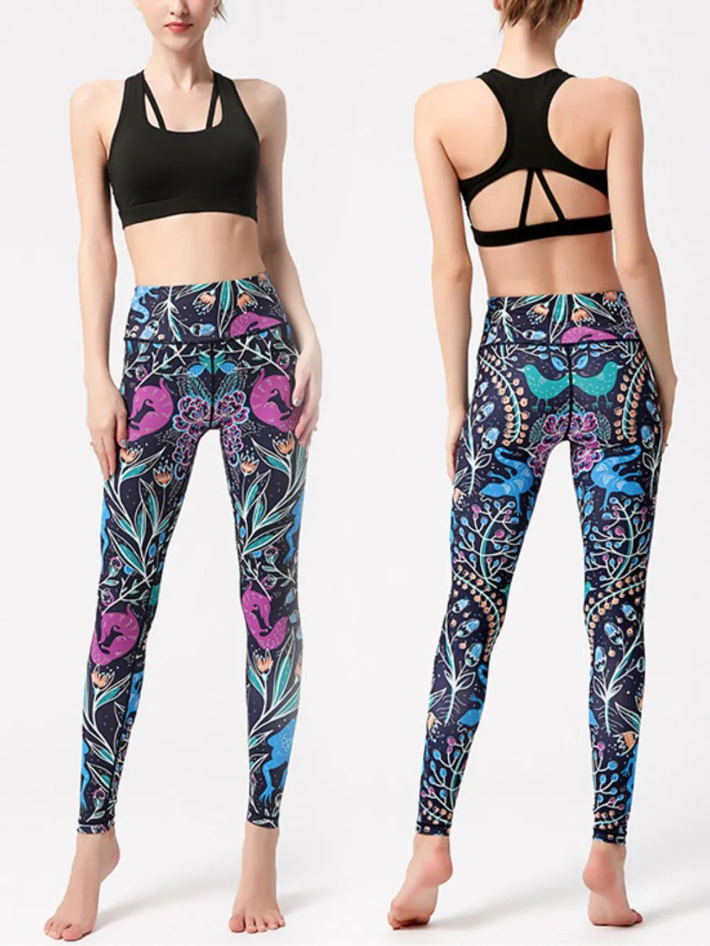 Woman wearing Printed High Waist Active Leggings in an active setting