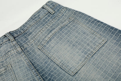 Checkered Wide Leg Jeans | Tajstylo