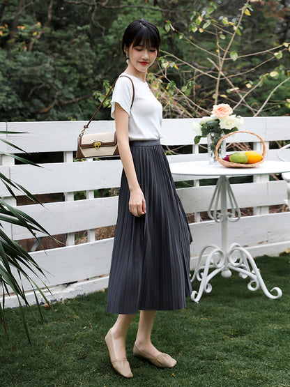 Solid Pleated Skirt for Women | Tajstylo