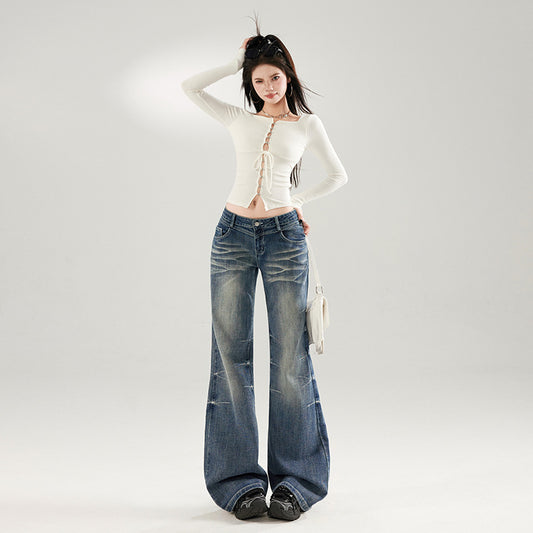 Retro Cat-Whisker Flared Jeans | Tajstylo