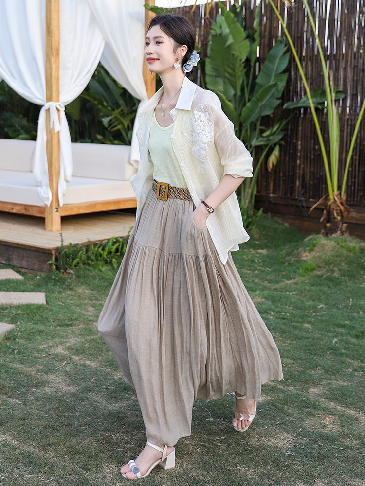 Belt Double Pocket Skirt | Tajstylo