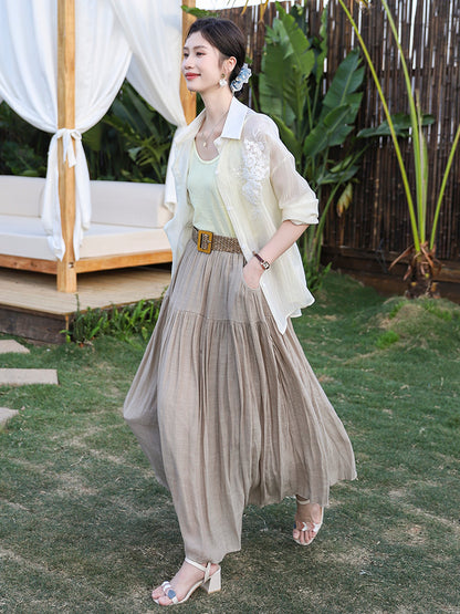Belt Double Pocket Skirt | Tajstylo