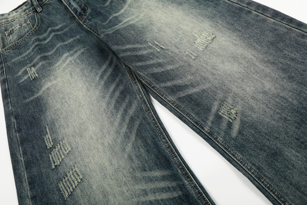 Denim Straight Leg Pants | Tajstylo