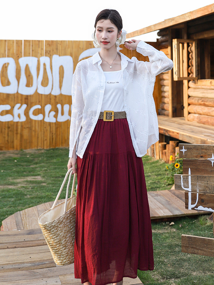 Belt Double Pocket Skirt | Tajstylo