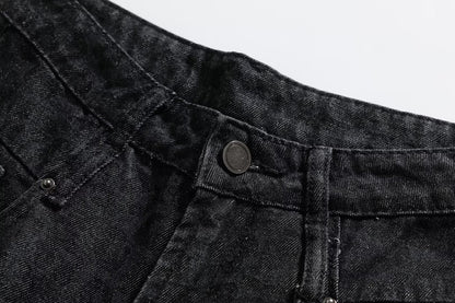 Dark Leopard Print Straight Leg Jeans | Tajstylo