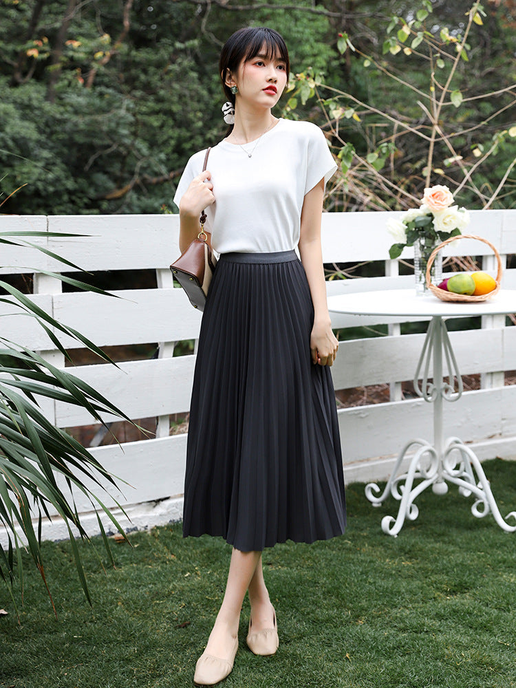 Solid Pleated Skirt for Women | Tajstylo