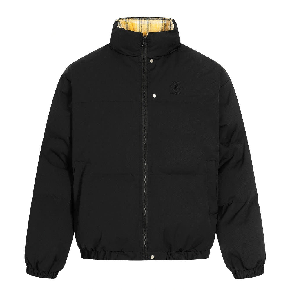 Double Sided Plaid Stand Collar Jacket | Tajstylo