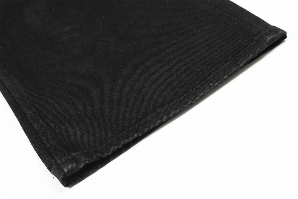 Black Straight Leg Denim Pants | Tajstylo