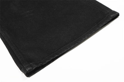 Black Straight Leg Denim Pants | Tajstylo