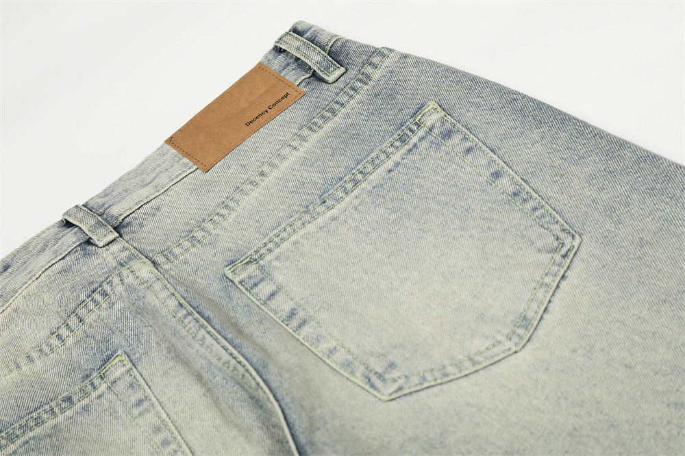 White Washed Straight Fit Denim Jeans | Tajstylo