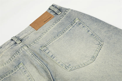 White Washed Straight Fit Denim Jeans | Tajstylo