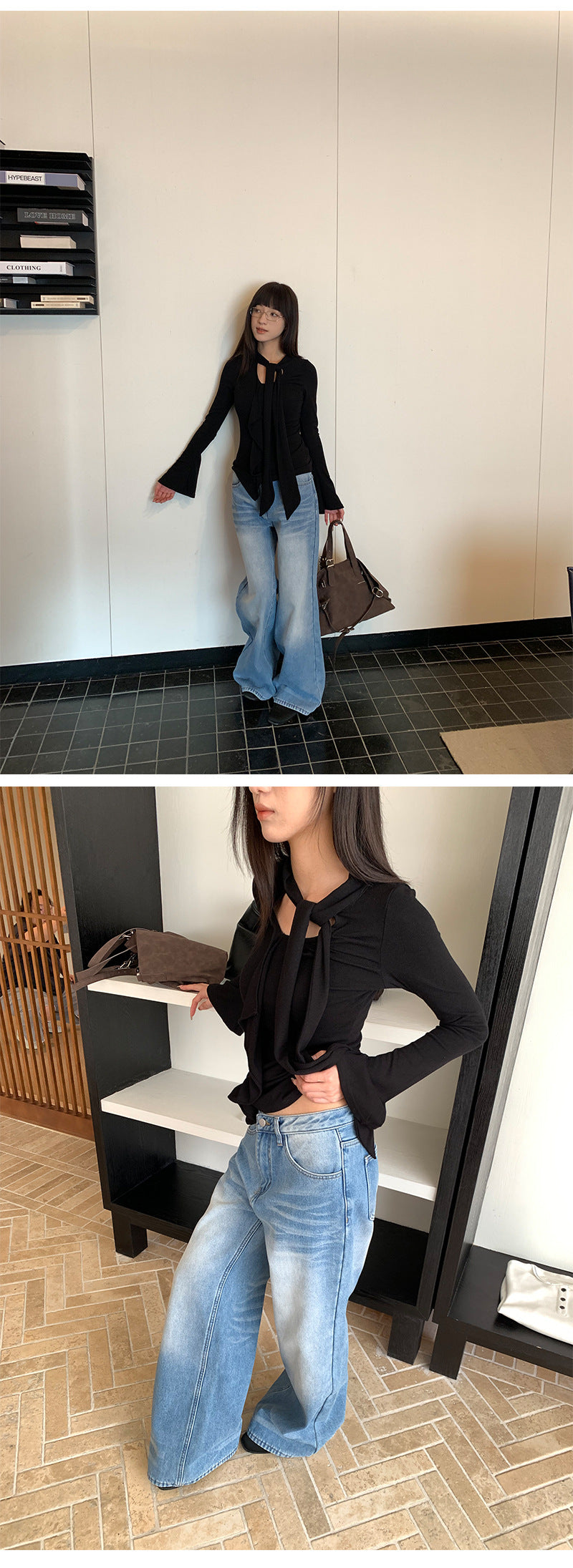 Fleece Lined Wide Leg Jeans | Tajstylo