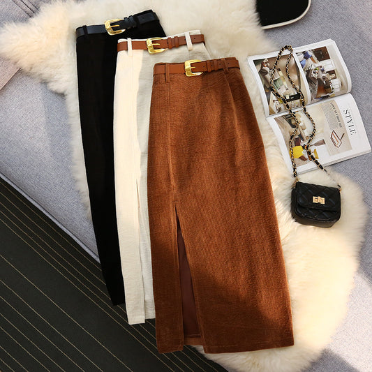 Corduroy Slit Skirt | Tajstylo