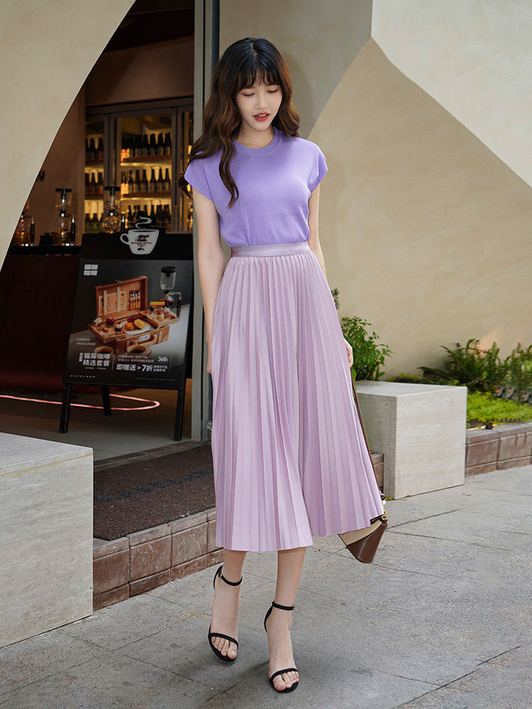 Solid Pleated Skirt for Women | Tajstylo