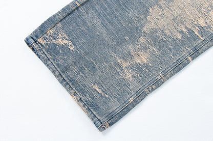 Street Style Washed Distressed Straight Leg Jeans | Tajstylo