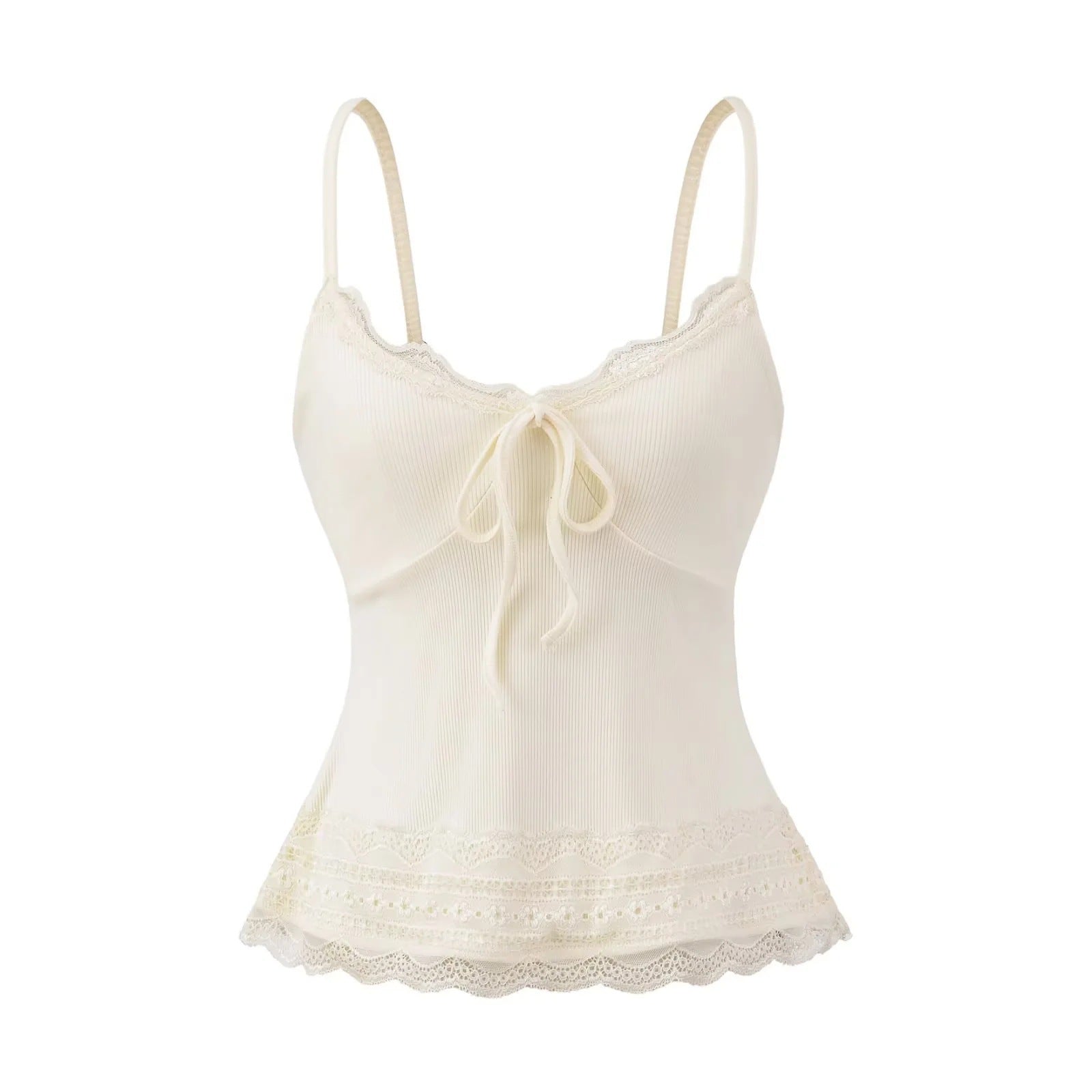 Woman wearing Lace Camisole Vest in a casual outdoor setting