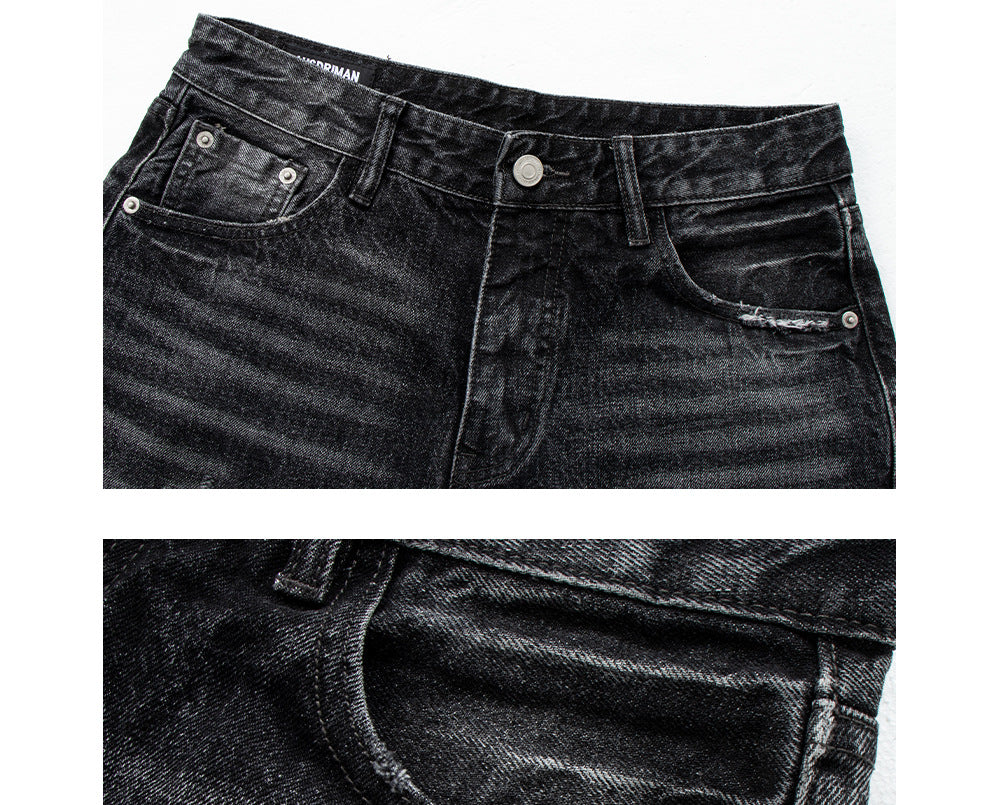 Lightning Pattern Distressed Fleece Jeans | Tajstylo