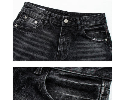 Lightning Pattern Distressed Fleece Jeans | Tajstylo