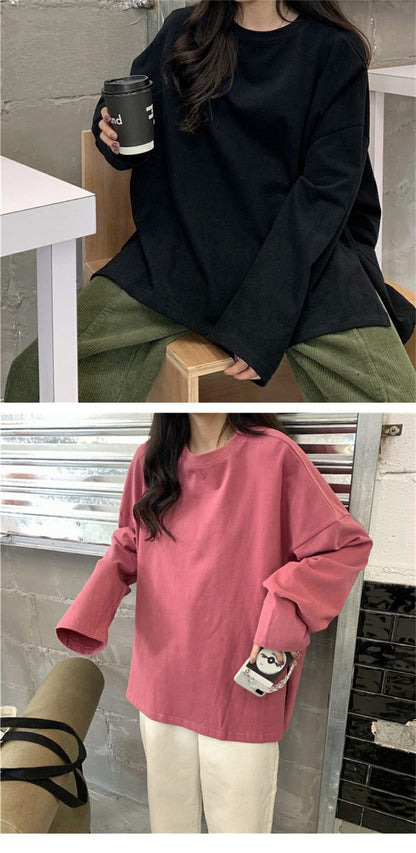 Split Color Long Sleeve T Shirt | Tajstylo