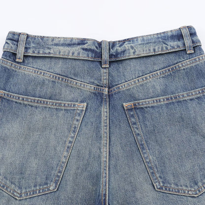 Mid Waist Ripped Straight Leg Jeans | Tajstylo