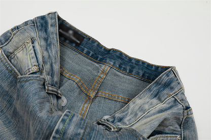 Washed White Denim Straight Leg Pants | Tajstylo