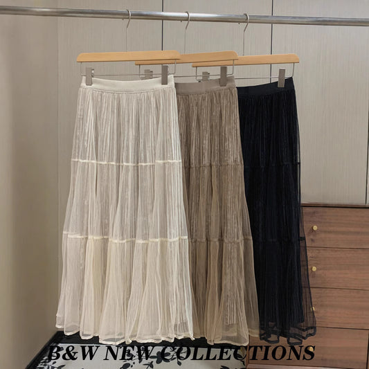 Woman wearing High Waisted A-Line Skirt in a casual setting