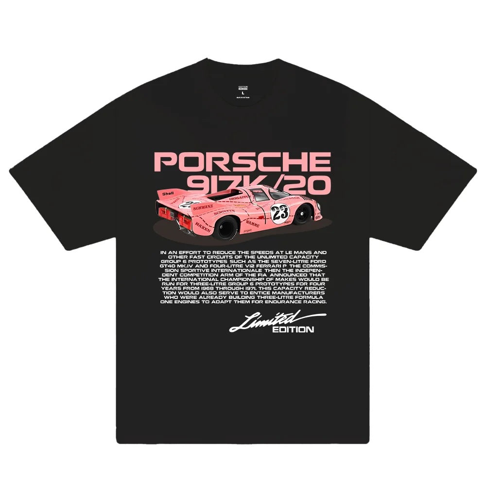Woman wearing Need Money for Porsche Graphic T-shirt in casual setting