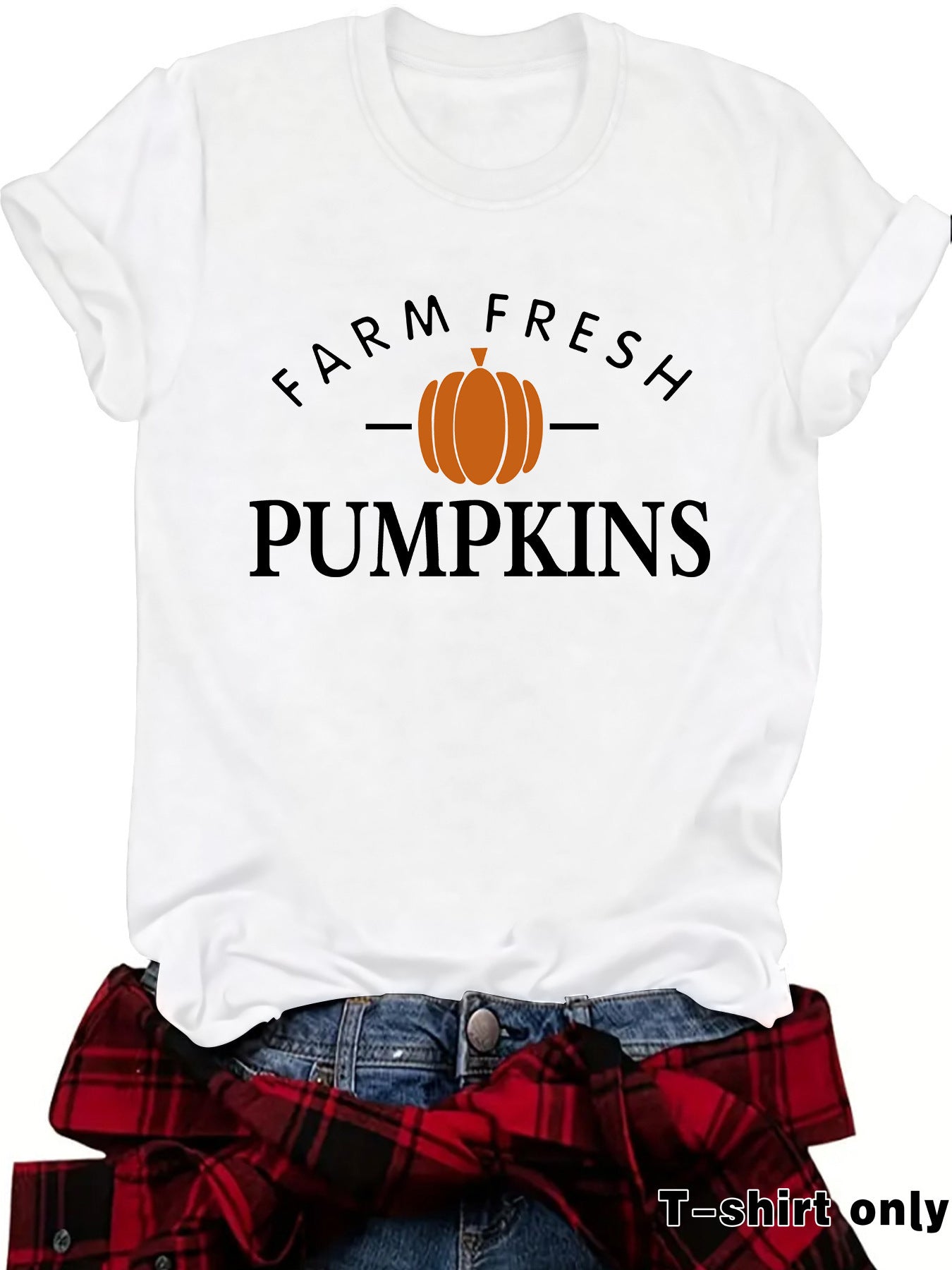 Pumpkin Print Short Sleeve Top | Tajstylo