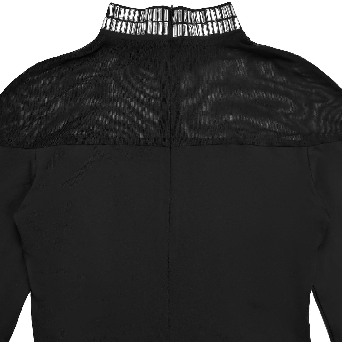 Elegant High Neck Long Sleeve Fitted Dress | Tajstylo