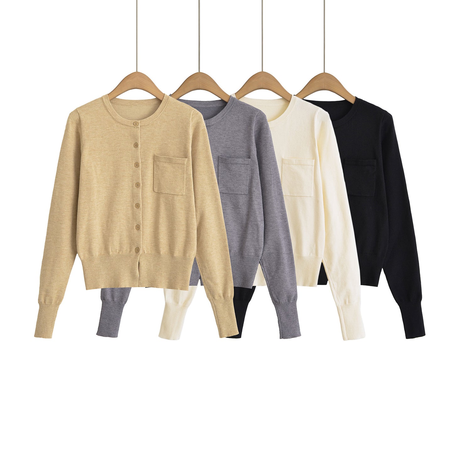 Round Neck Long Sleeve Shirt with Pocket | Tajstylo