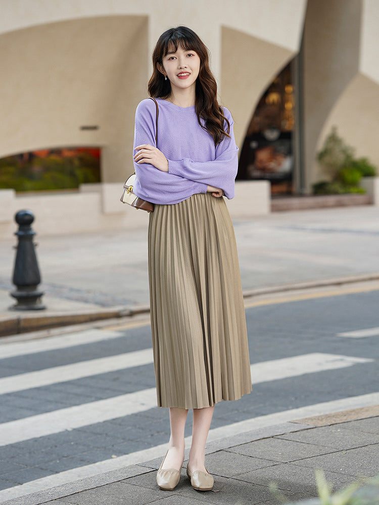 Solid Pleated Skirt for Women | Tajstylo