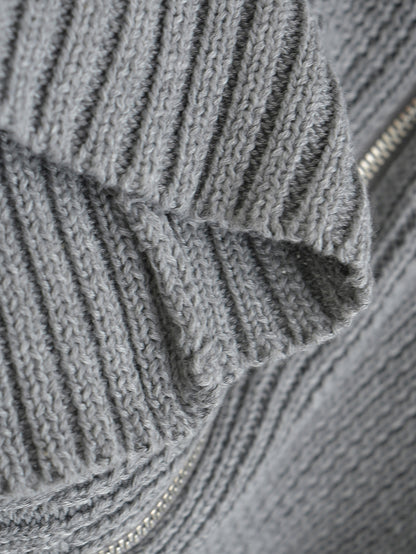 Zipper Hooded Cardigan Sweater | Tajstylo