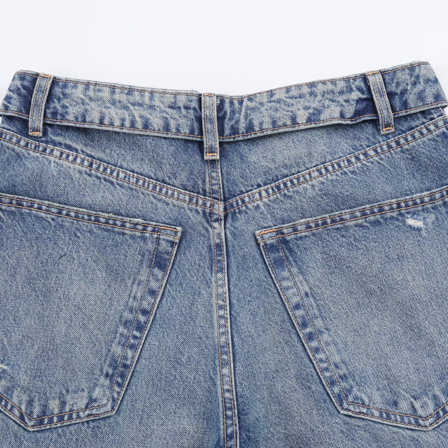 Mid Waist Ripped Straight Leg Jeans | Tajstylo