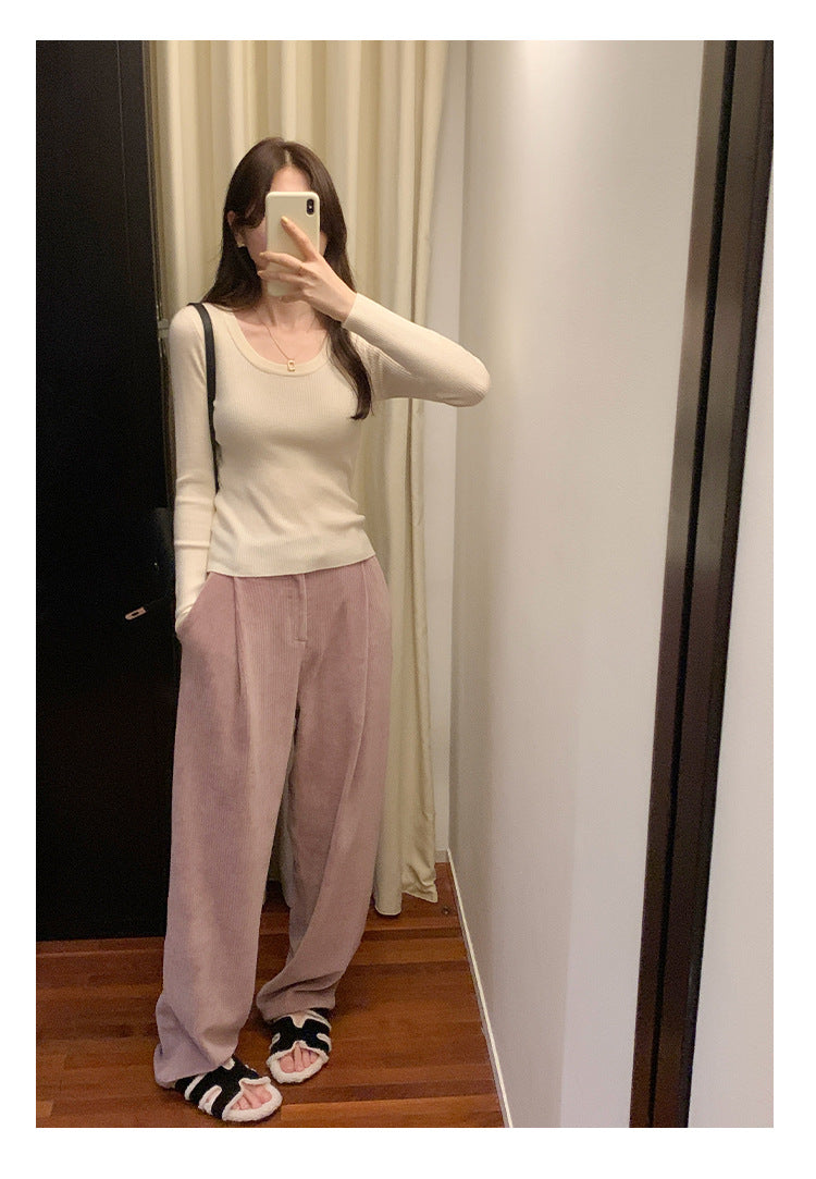U Neck Long Sleeve Pullover Top | Tajstylo