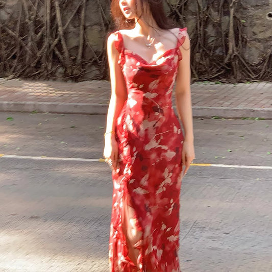 Floral Off-Shoulder Ruffled Dress | Tajstylo