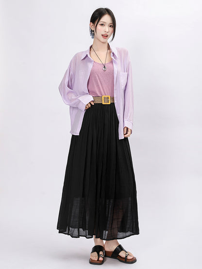 Solid Color A-Line Skirt | Tajstylo