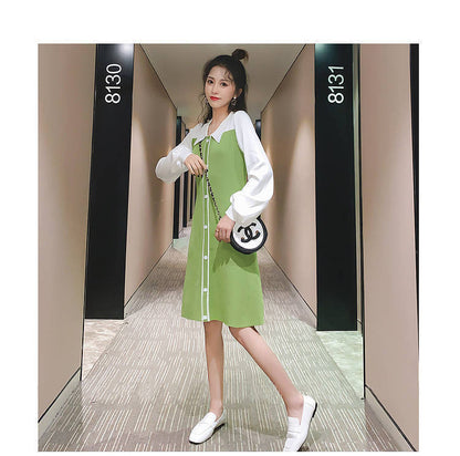 Avocado Green Long Sleeve Polo Dress | Tajstylo