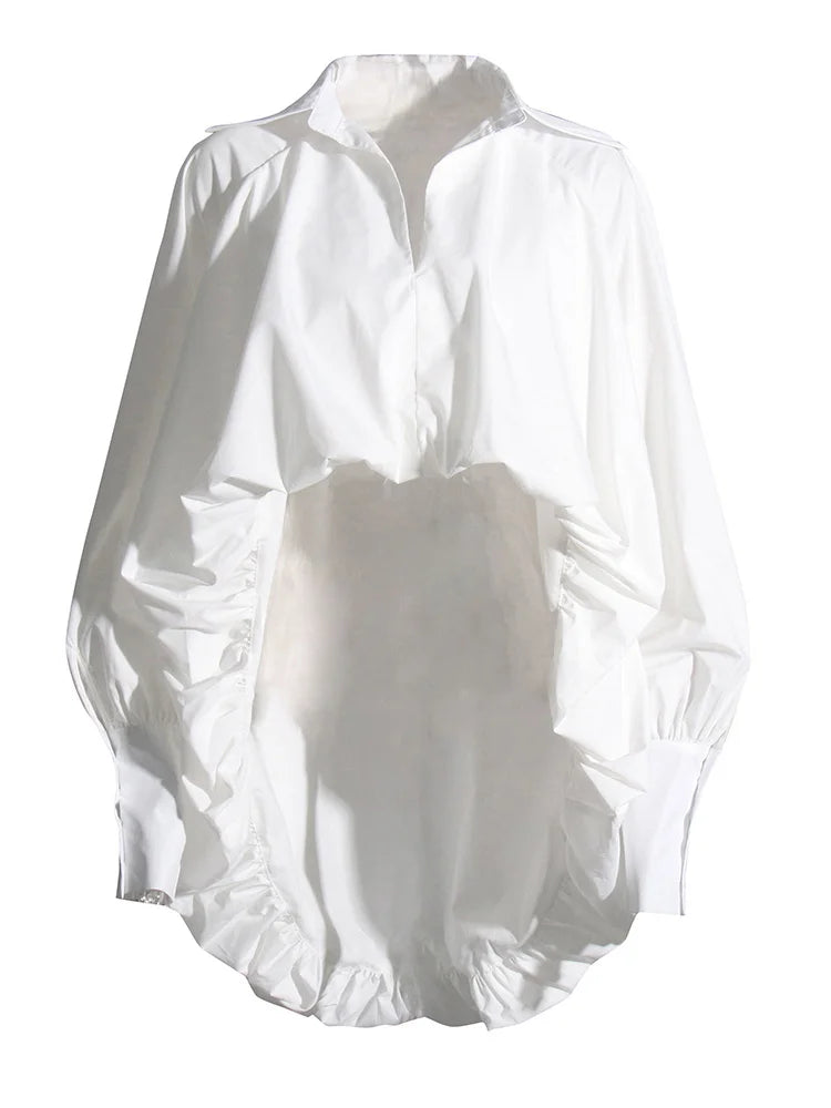 Elegant White Lapel Blouse for Women | Tajstylo