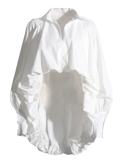 Elegant White Lapel Blouse for Women | Tajstylo