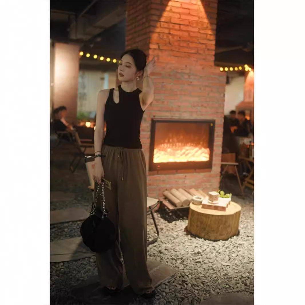Woman wearing Wine Red Slim Fit Vest in a stylish urban setting