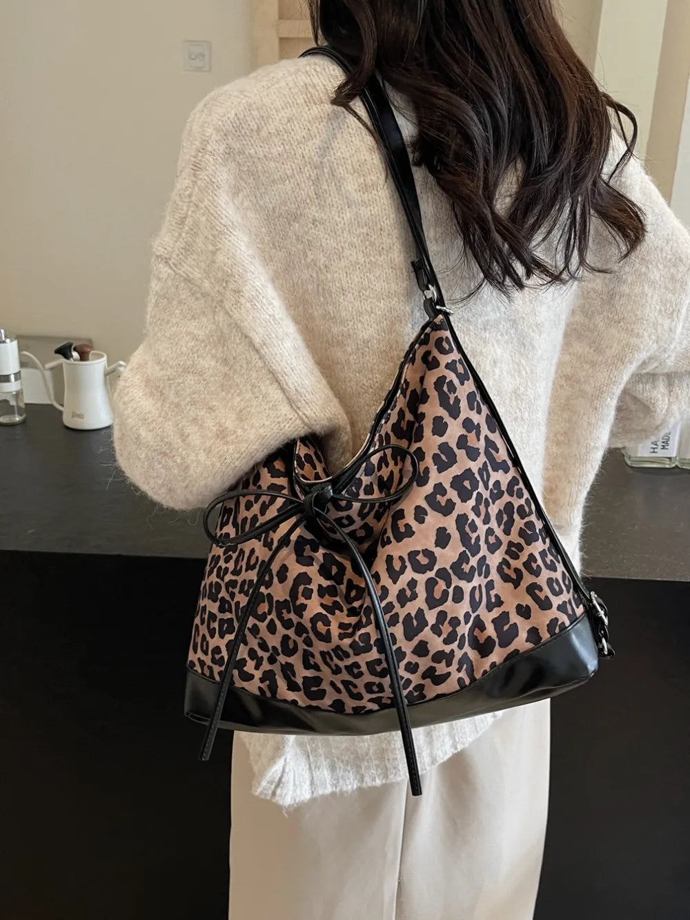 Women's Leopard Print PU Lace-Up Dual Purpose Crossbody Shoulder Bag – Style View | TajStylo