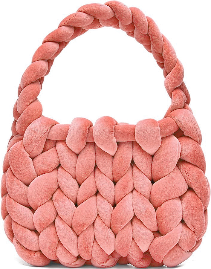 Women's DIY Hand-Woven Crystal Velvet Crossbody Shoulder Bag – Model View | TajStylo