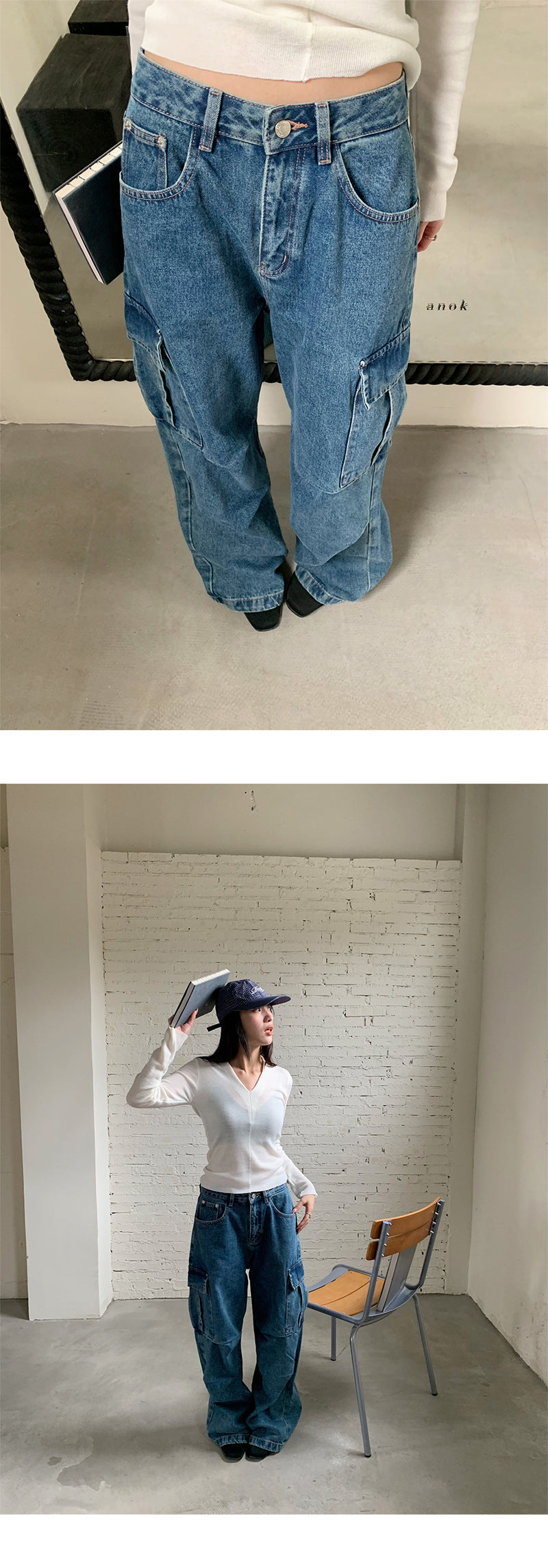 Street Style Cargo Denim Pants | Tajstylo