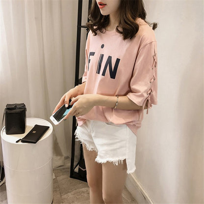 Letter Print Loose Fit T-Shirt | Tajstylo