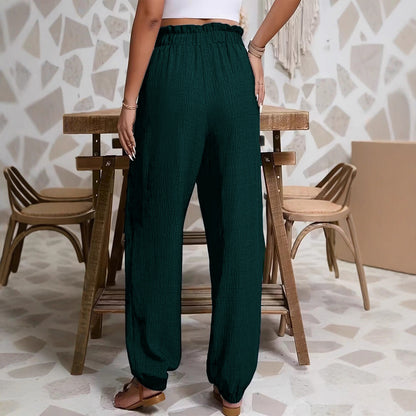 Elastic Solid Color Pants for Women | Tajstylo