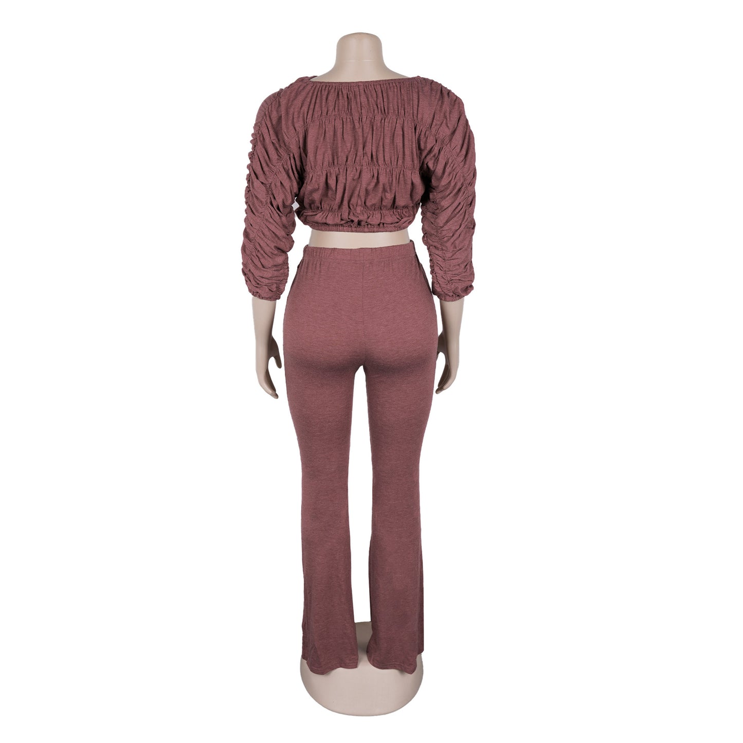 Flattering Two Piece Set with Crop Top and Flared Pants | Tajstylo