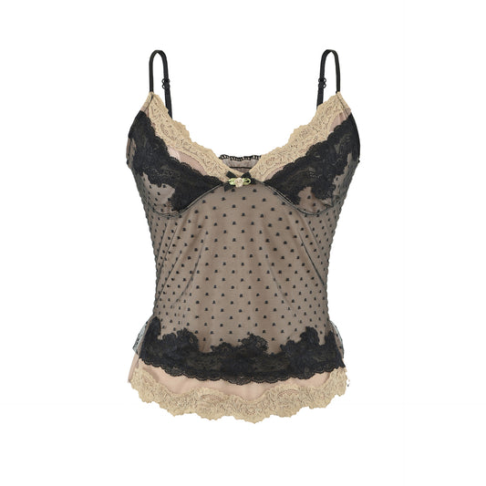 Lace Halter Top with Bow Detail | Tajstylo