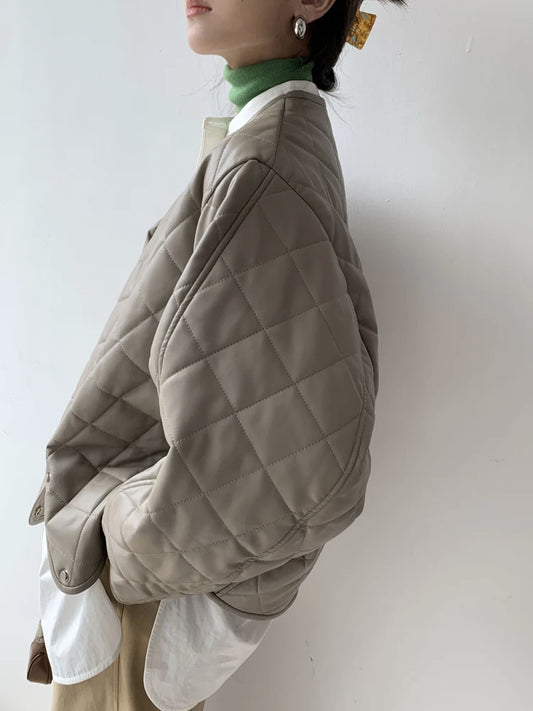 Short Cotton Leather Jacket for Women | Tajstylo