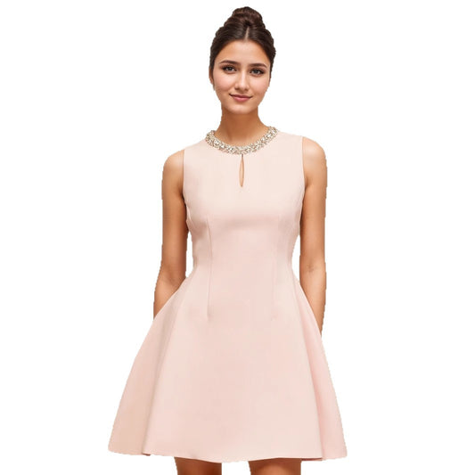 Sleeveless Pink Mini Dress | Tajstylo